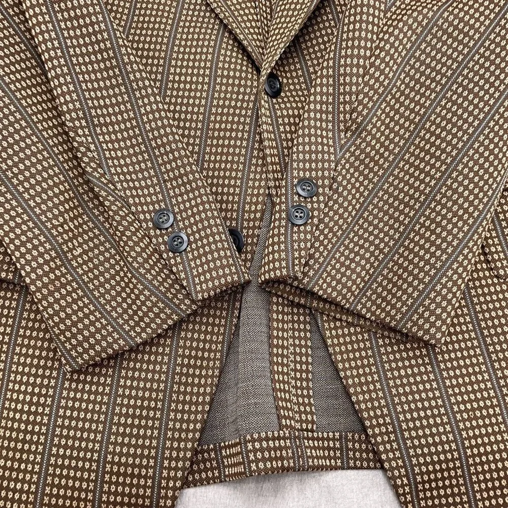 Cesare Larini Figlio Blazer Men 42 Brown Blue Geometric Stripe‎ 50s 60s USA VTG